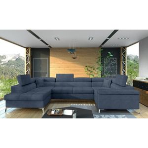 Coltar extensibil stanga 6 locuri ELTAP, Th-25, Thiago, 342x208x88 cm, lemn/poliester, albastru imagine