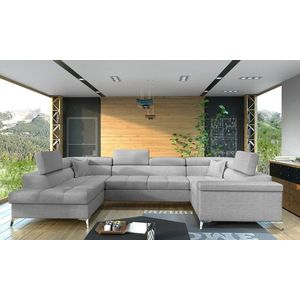 Coltar extensibil stanga 6 locuri ELTAP, Th-33, Thiago, 342x208x88 cm, lemn/poliester, gri deschis imagine