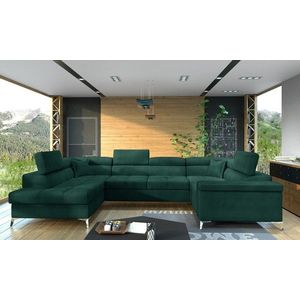 Coltar extensibil stanga 6 locuri ELTAP, Th-39, Thiago, 342x208x88 cm, lemn/poliester, verde inchis imagine