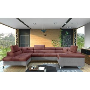 Coltar extensibil stanga 6 locuri ELTAP, Th-40, Thiago, 342x208x88 cm, lemn/poliester, roz inchis/gri deschis imagine