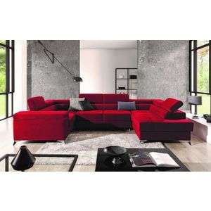 Coltar extensibil dreapta 6 locuri ELTAP, Th-45, Thiago, 342x208x88 cm, lemn/poliester, rosu imagine