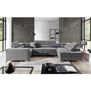 Coltar extensibil dreapta 6 locuri ELTAP, Th-63, Thiago, 342x208x88 cm, lemn/poliester, gri imagine