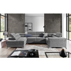 Coltar extensibil stanga 6 locuri ELTAP, Th-64, Thiago, 342x208x88 cm, lemn/poliester, gri imagine