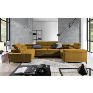 Coltar extensibil stanga 6 locuri ELTAP, Th-66, Thiago, 342x208x88 cm, lemn/poliester, mustar imagine