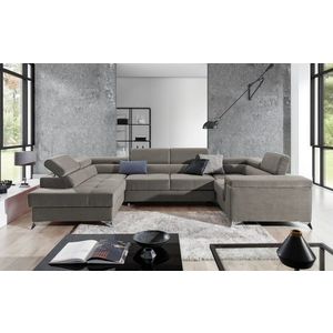 Coltar extensibil stanga 6 locuri ELTAP, Th-68, Thiago, 342x208x88 cm, lemn/poliester, bej inchis imagine
