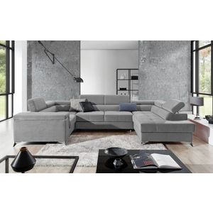 Coltar extensibil dreapta 6 locuri ELTAP, Th-69, Thiago, 342x208x88 cm, lemn/poliester, gri deschis imagine