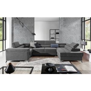 Coltar extensibil dreapta 6 locuri ELTAP, Th-71, Thiago, 342x208x88 cm, lemn/poliester, gri inchis imagine