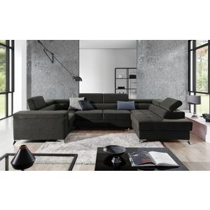 Coltar extensibil dreapta 6 locuri ELTAP, Th-73, Thiago, 342x208x88 cm, lemn/poliester, gri inchis imagine