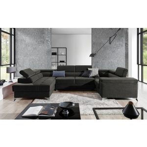 Coltar extensibil stanga 6 locuri ELTAP, Th-74, Thiago, 342x208x88 cm, lemn/poliester, gri inchis imagine