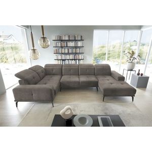 Coltar stanga 6 locuri ELTAP, LT-04LO, Neviro, 350x201x77 cm, lemn/poliester, gri imagine