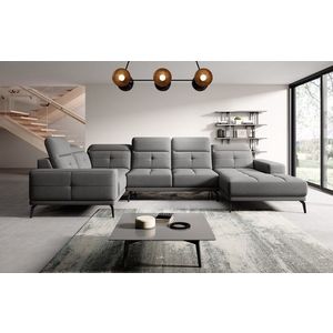Coltar stanga 6 locuri ELTAP, LT-05GO, Neviro, 350x201x77 cm, lemn/poliester, gri imagine
