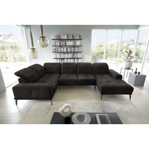 Coltar stanga 6 locuri ELTAP, LT-05LO, Neviro, 350x201x77 cm, lemn/poliester, gri inchis imagine