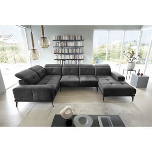Coltar stanga 6 locuri ELTAP, LT-05NU, Neviro, 350x201x77 cm, lemn/poliester, gri inchis imagine