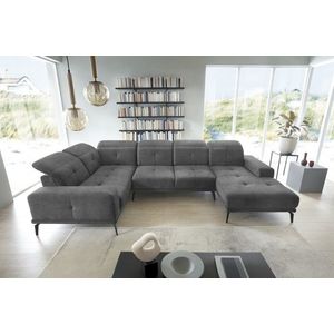 Coltar stanga 6 locuri ELTAP, LT-06LO, Neviro, 350x201x77 cm, lemn/poliester, gri imagine