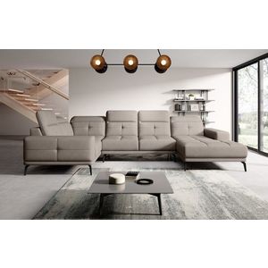 Coltar stanga 6 locuri ELTAP, LT-07PO, Neviro, 350x201x77 cm, lemn/poliester, gri imagine