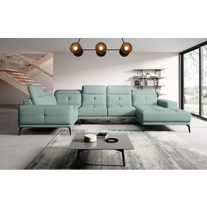 Coltar stanga 6 locuri ELTAP, LT-100PO, Neviro, 350x201x77 cm, lemn/poliester, verde menta imagine