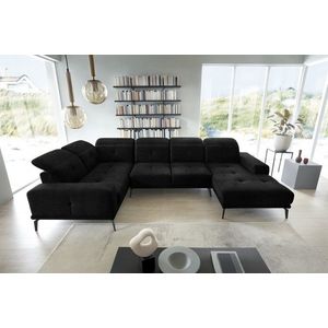 Coltar stanga 6 locuri ELTAP, LT-10LO, Neviro, 350x201x77 cm, lemn/poliester, negru imagine