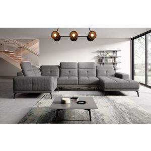 Coltar stanga 6 locuri ELTAP, LT-130MAR, Neviro, 350x201x77 cm, lemn/poliester, gri imagine