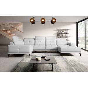 Coltar stanga 6 locuri ELTAP, LT-17SOF, Neviro, 350x201x77 cm, lemn/poliester, alb imagine