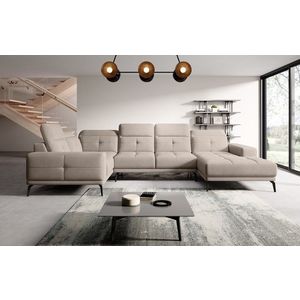 Coltar stanga 6 locuri ELTAP, LT-18SO, Neviro, 350x201x77 cm, lemn/poliester, bej deschis imagine