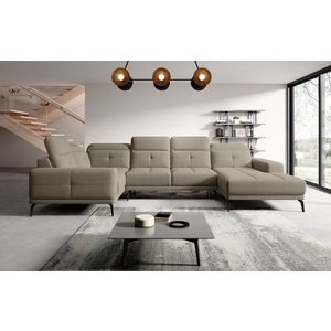 Coltar stanga 6 locuri ELTAP, LT-18VER, Neviro, 350x201x77 cm, lemn/poliester, bej imagine
