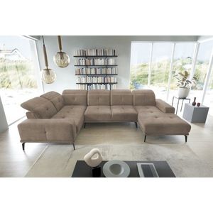 Coltar stanga 6 locuri ELTAP, LT-20LO, Neviro, 350x201x77 cm, lemn/poliester, maro deschis imagine