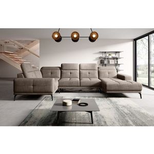 Coltar stanga 6 locuri ELTAP, LT-20MAR, Neviro, 350x201x77 cm, lemn/poliester, bej imagine