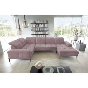 Coltar stanga 6 locuri ELTAP, LT-24LO, Neviro, 350x201x77 cm, lemn/poliester, roz deschis imagine