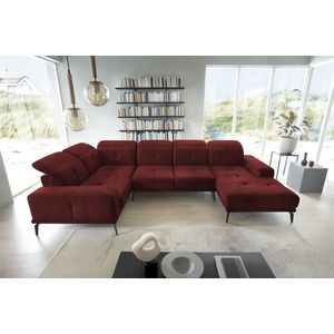 Coltar stanga 6 locuri ELTAP, LT-25LO, Neviro, 350x201x77 cm, lemn/poliester, rosu inchis imagine