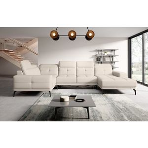 Coltar stanga 6 locuri ELTAP, LT-33SOF, Neviro, 350x201x77 cm, lemn/poliester, bej deschis imagine