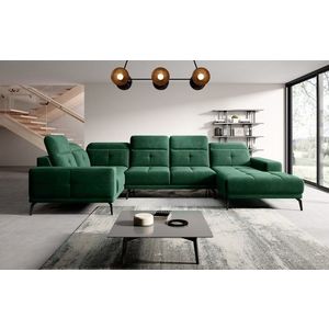Coltar stanga 6 locuri ELTAP, LT-35LU, Neviro, 350x201x77 cm, lemn/poliester, verde inchis imagine