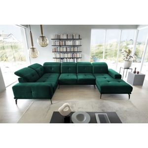 Coltar stanga 6 locuri ELTAP, LT-35NU, Neviro, 350x201x77 cm, lemn/poliester, verde inchis imagine