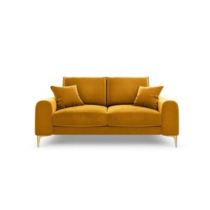 Canapea, Madara, Mazzini Sofas, 2 locuri, gold legs, 172x102x90 cm, catifea, galben imagine