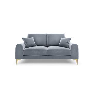 Canapea, Madara, Mazzini Sofas, 2 locuri, gold legs, 172x102x90 cm, catifea, albastru deschis imagine