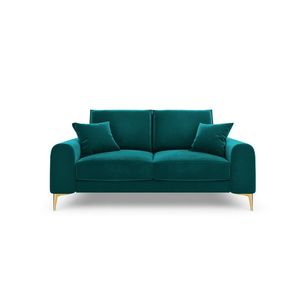 Canapea, Madara, Mazzini Sofas, 2 locuri, gold legs, 172x102x90 cm, catifea, turcoaz imagine