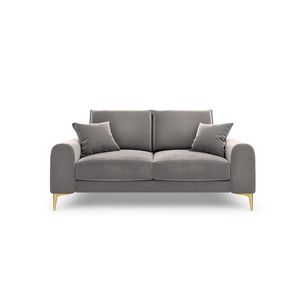 Canapea, Madara, Mazzini Sofas, 2 locuri, gold legs, 172x102x90 cm, catifea, gri deschis imagine