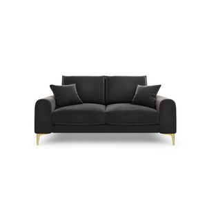 Canapea, Madara, Mazzini Sofas, 2 locuri, gold legs, 172x102x90 cm, catifea, gri inchis imagine