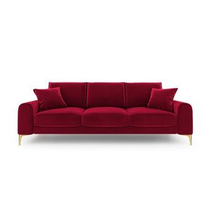 Canapea, Madara, Mazzini Sofas, 3 locuri, gold legs, 222x102x90 cm, catifea, rosu vin imagine