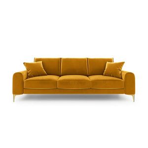 Canapea, Madara, Mazzini Sofas, 3 locuri, gold legs, 222x102x90 cm, catifea, galben imagine