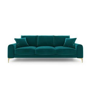 Canapea, Madara, Mazzini Sofas, 3 locuri, gold legs, 222x102x90 cm, catifea, turcoaz imagine