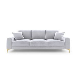 Canapea, Madara, Mazzini Sofas, 3 locuri, gold legs, 222x102x90 cm, catifea, argintiu imagine