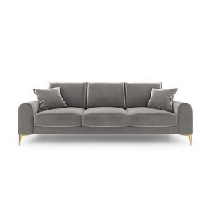 Canapea, Madara, Mazzini Sofas, 3 locuri, gold legs, 222x102x90 cm, catifea, gri deschis imagine