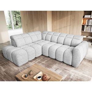 Coltar extensibil stanga 4 locuri ELTAP, LT-01COR, Falconn, 258x208x107 cm, lemn/poliester, gri deschis imagine