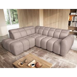 Coltar extensibil stanga 4 locuri ELTAP, LT-20XIL, Falconn, 258x208x107 cm, lemn/poliester, maro deschis imagine