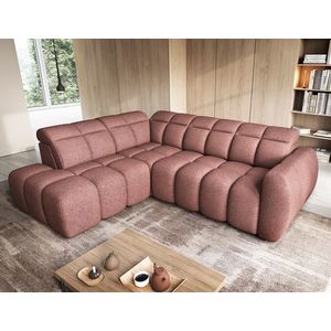 Coltar extensibil stanga 4 locuri ELTAP, LT-24PAO, Falconn, 258x208x107 cm, lemn/poliester, roz inchis imagine