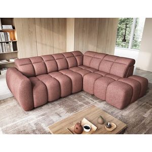 Coltar extensibil dreapta 4 locuri ELTAP, RT-24PAO, Falconn, 258x208x107 cm, lemn/poliester, roz inchis imagine