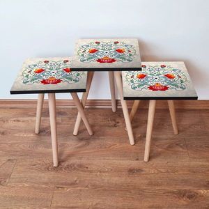 Set masute 3 piese, Leona, 3SHP144, Multicolor imagine