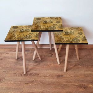 Set masute 3 piese, Leona, 3SHP145, Camel/Maro imagine