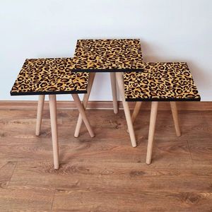 Set masute 3 piese, Leona, 3SHP151, Bej / Camel / Maro imagine