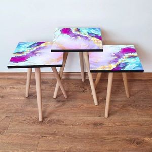Set masute 3 piese, Leona, 3SHP195, Multicolor imagine
